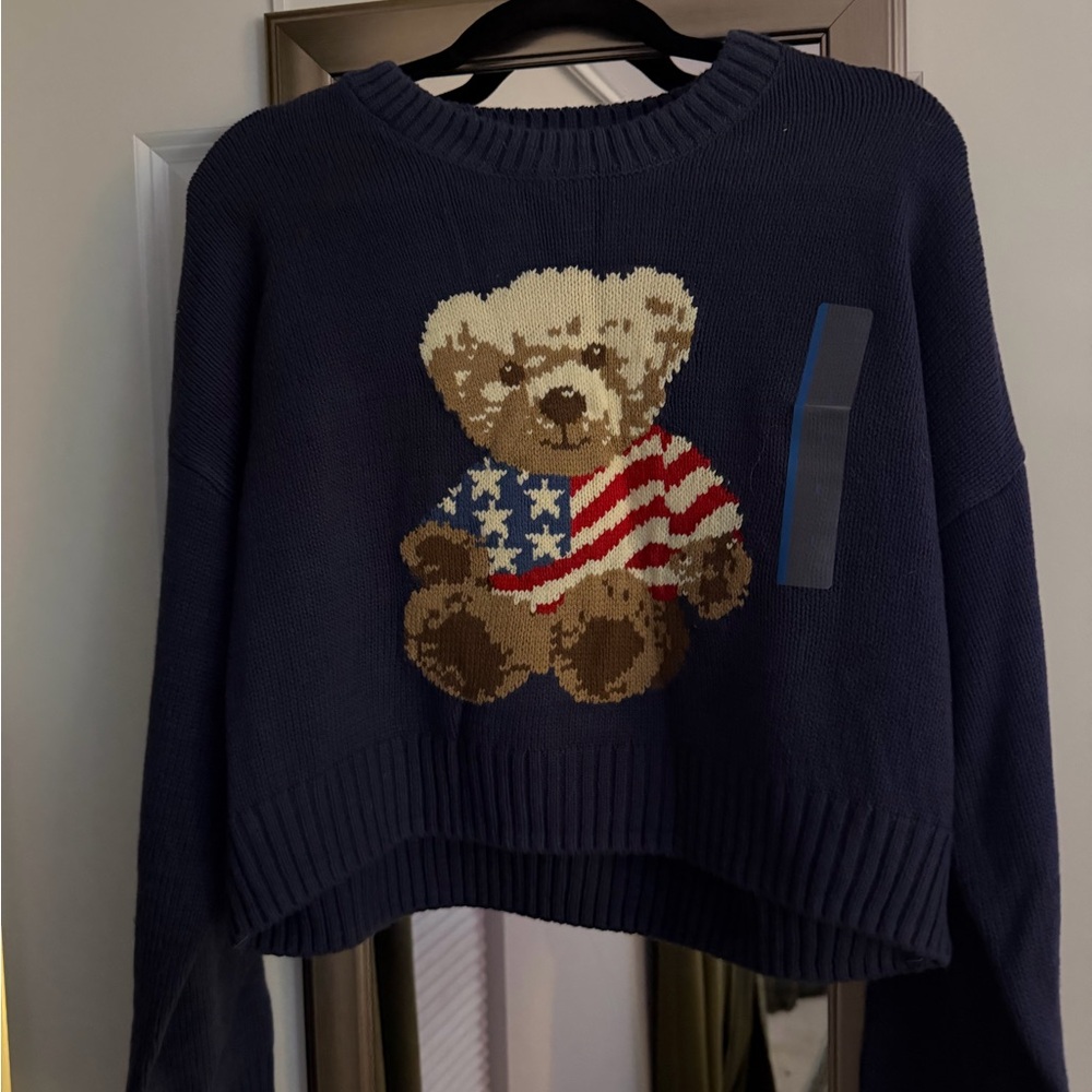 Target Grayson threads Navy Sweater with Teddy Bear Design - Picture 3 of 4